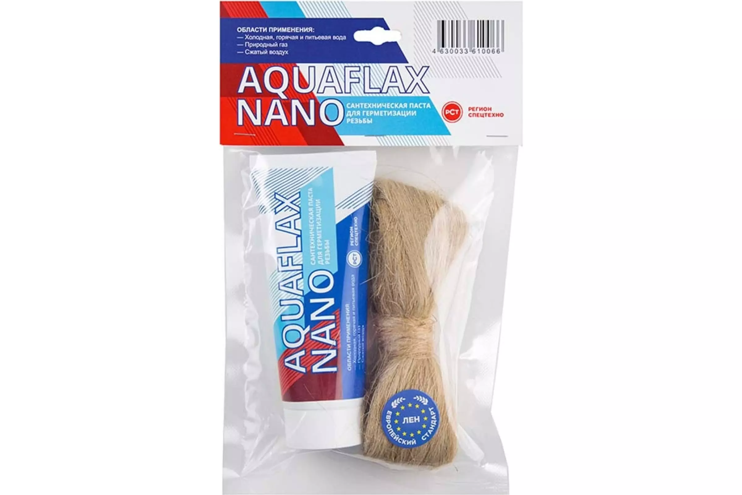 Уплотнительная паста для льна, 270 гр. тюбик + 40 гр. лен ЕВРО Aquaflax nano 04055