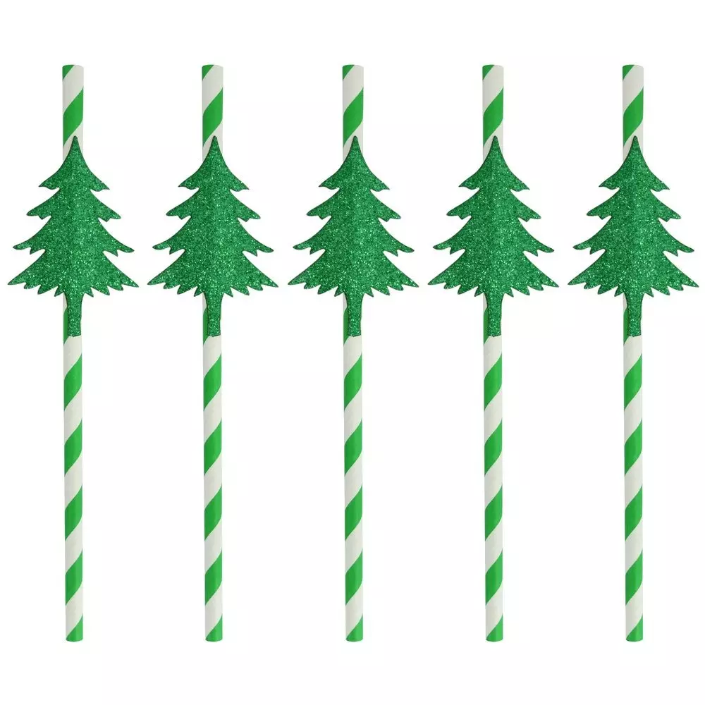 Трубочки для коктейля 19 см, 5шт, &quot;Хвойный лес&quot;, целюлоза, 2.390