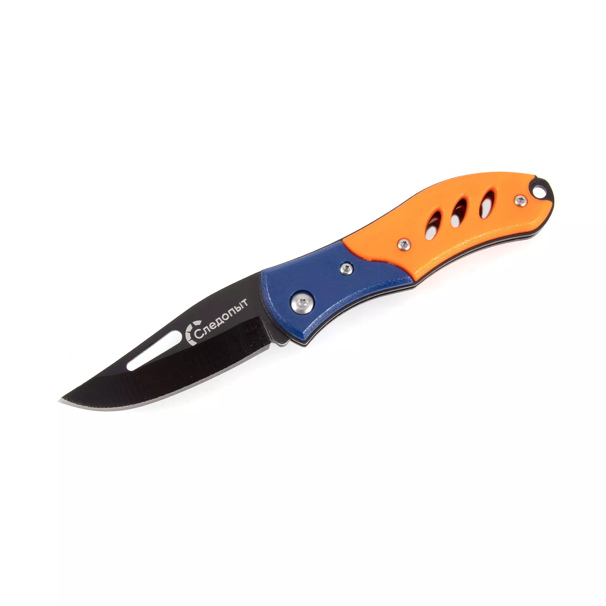 Нож туристический &quot;СЛЕДОПЫТ&quot;, дл. клинка 65 мм, оранжево-синяя ручка
