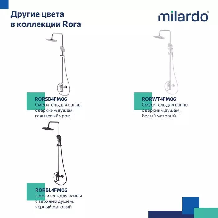Душевая стойка 2 лейки, матовый графит Milardo Рора (Rora) RORGM4FM06 со смесителем и изливом