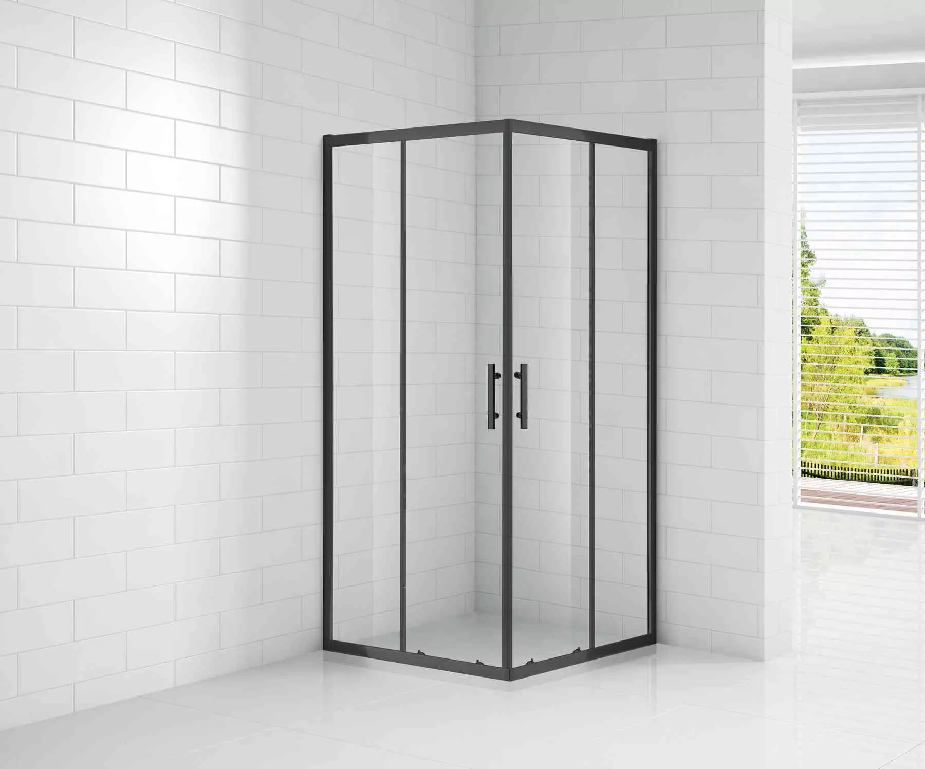 Душевой уголок Cezares ECO-O-A-2-90-C-NERO, цвет черный, стекло прозрачное