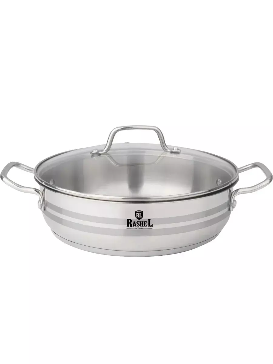 Жаровня 4,5 л (26 х 9 см). нержавеющая сталь, с крышкой, RasheL R-1/269