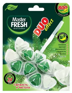 Подвесной блок для унитаза Master FRESH DUO EFFECT 800 смываний 5в1 ХВОЯ, 2шт