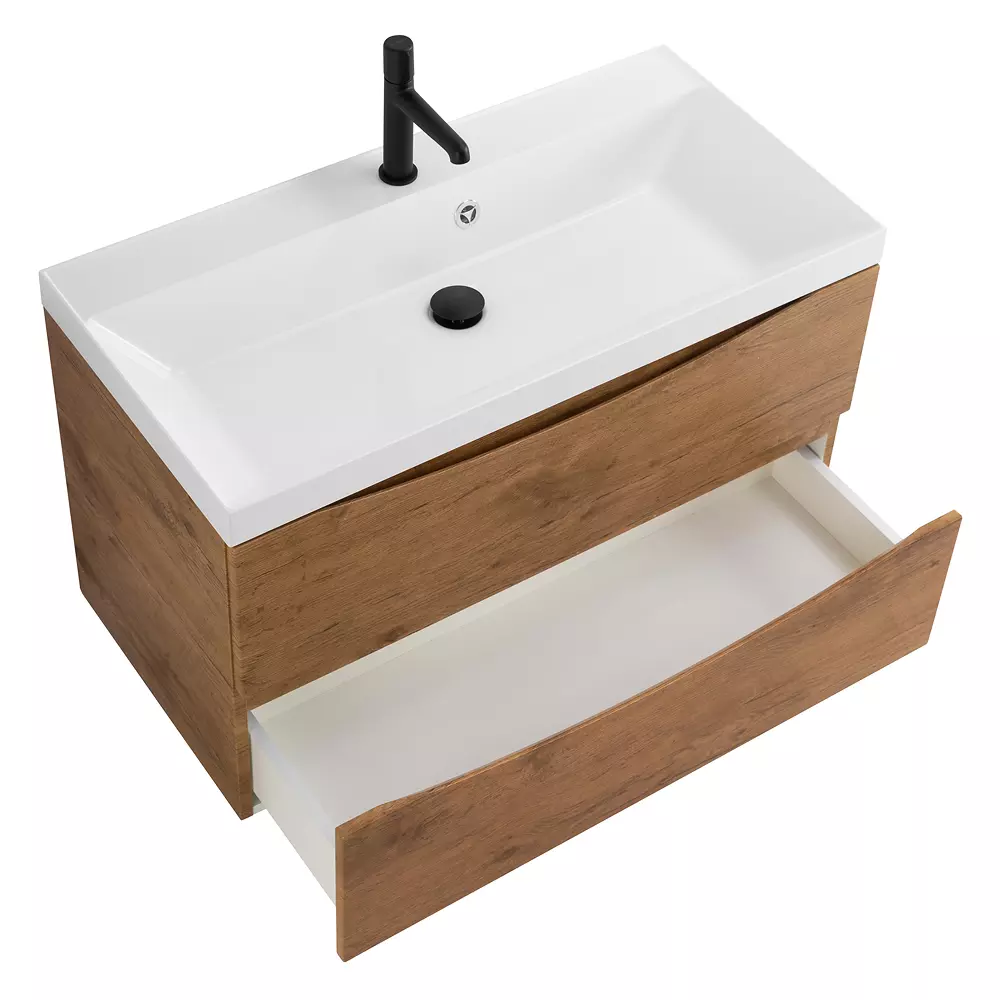 Подвесная тумба с раковиной BelBagno 80 см дуб натуральный MARINO-800-2C-SO-RN-P+BB800/450-LV-MR-AST