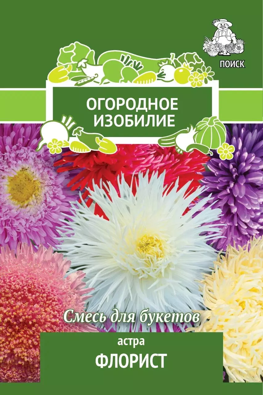 Семена цветов Астра Флорист, смесь. ПОИСК Ц/П ОИ 0,3 г