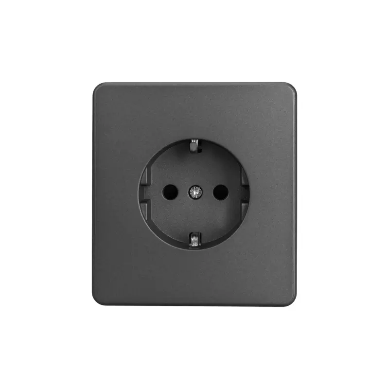 Розетка встраиваемая с заземлением со шторками титан Kranz Miele Round KR-78-0701-2