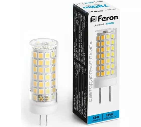 Лампа светодиодная Feron G4 230В 9Вт 6400К холодный