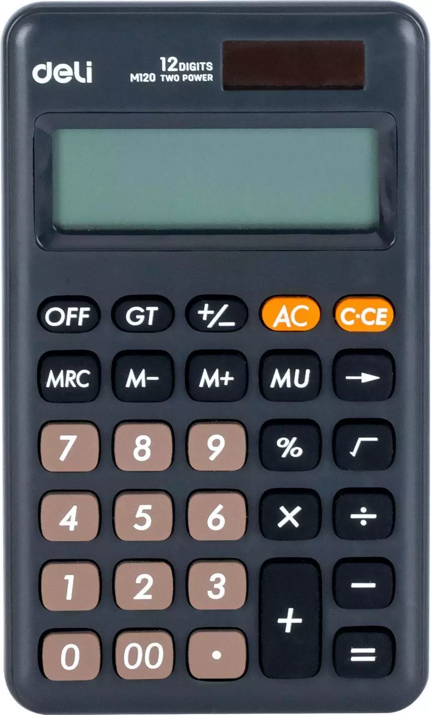 Калькулятор карманный 12 разрядов. черный DELI EM120BLACK