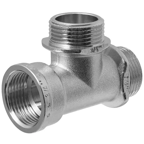 Тройник 3/4" ВР/НР/НР никель с ограничителем MPF, MP-У ИС.072634