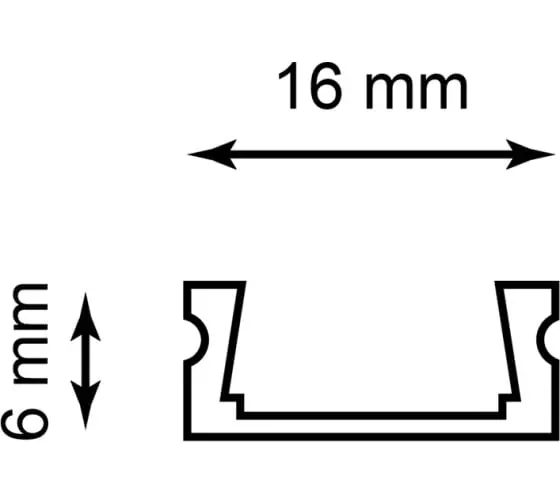 Профиль алюминиевый Feron накладной черный 6x16x2000мм 10371