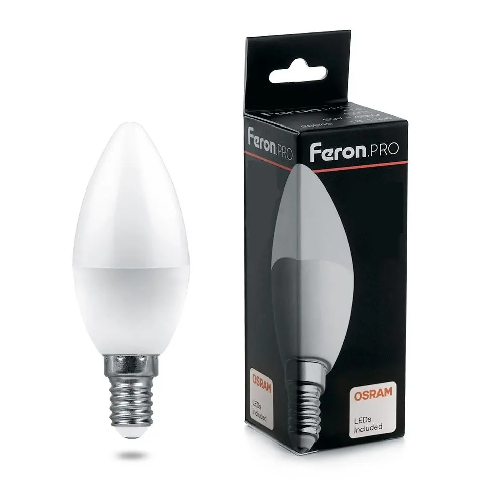 Лампа светодиодная Feron PRO Е14 230В 9Вт 2700К свеча теплый