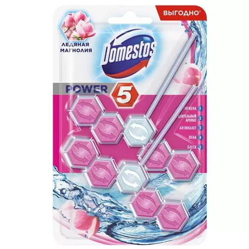 Подвеска для унитаза Domestos Power5 Ледяная Магнолия 2*55гр твердая