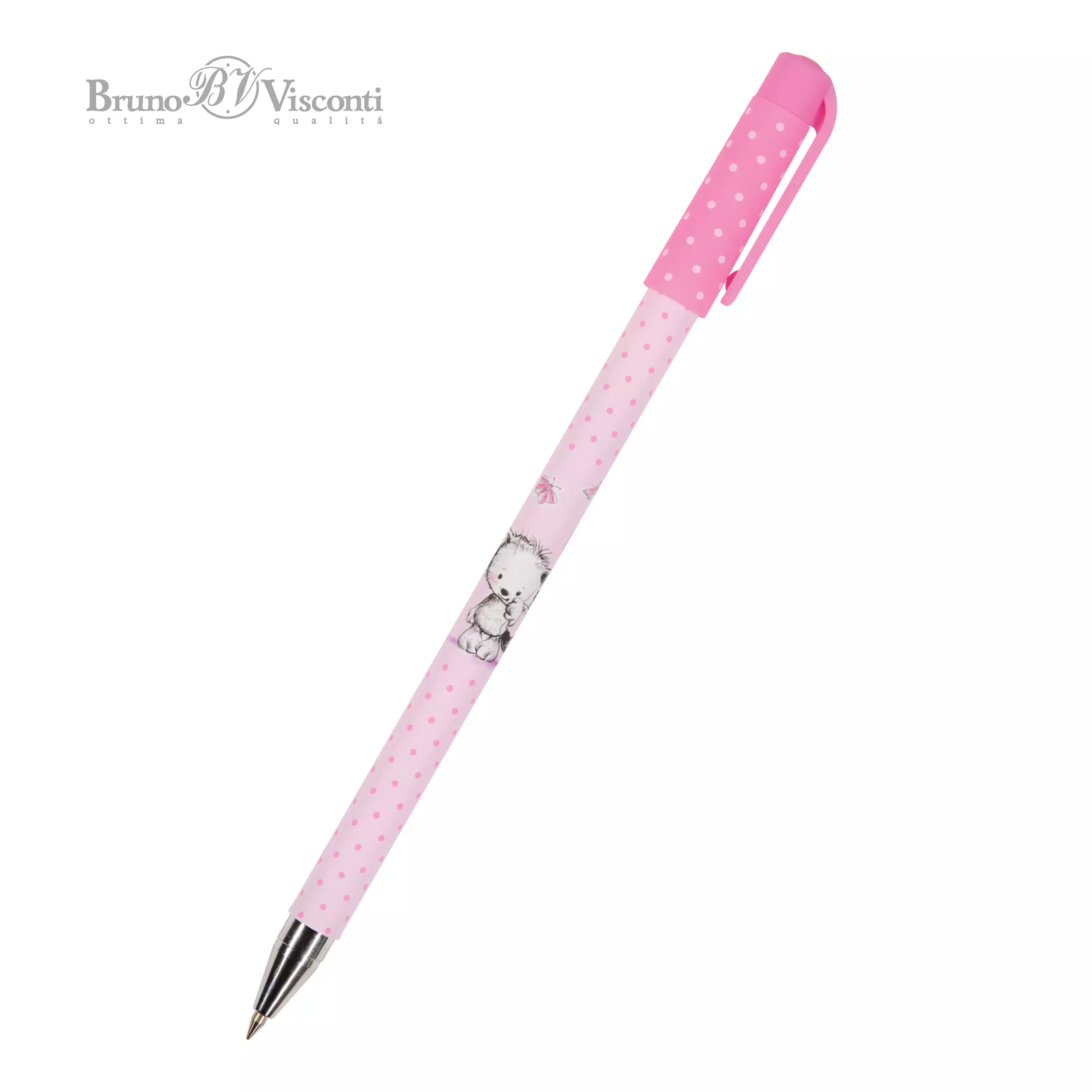 Шариковая ручка BrunoVisconti HappyWrite. Пушистики - Котёнок с шариком, 0.5 мм, синяя
