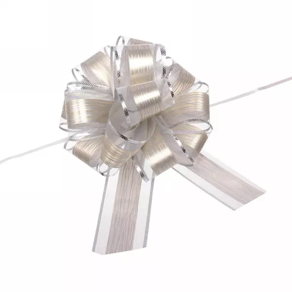 Бант для подарка 5 см d 15 см серебро Сюрприз Серпантин 144-0142