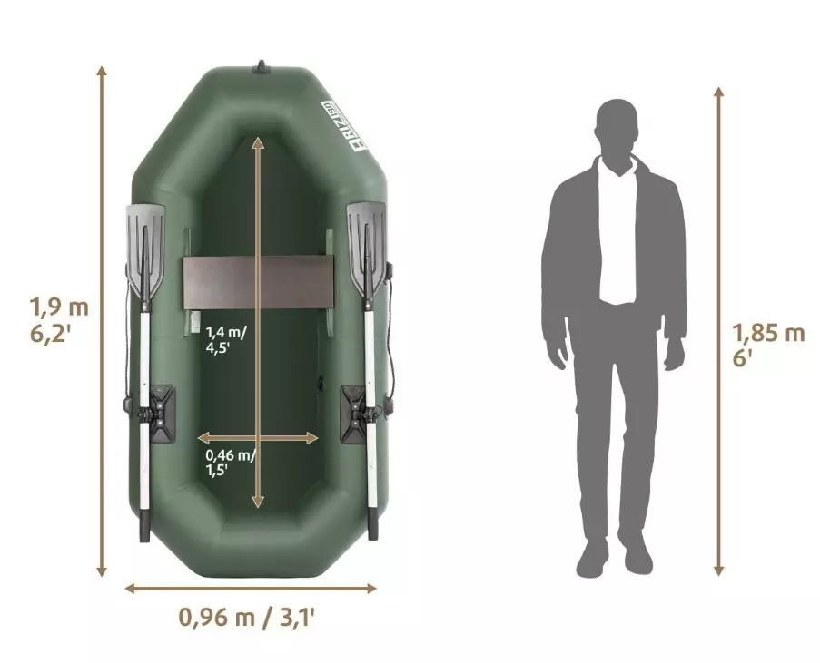 Лодка Тонар Бриз 190 (с веслами) зеленый Briz 190N green