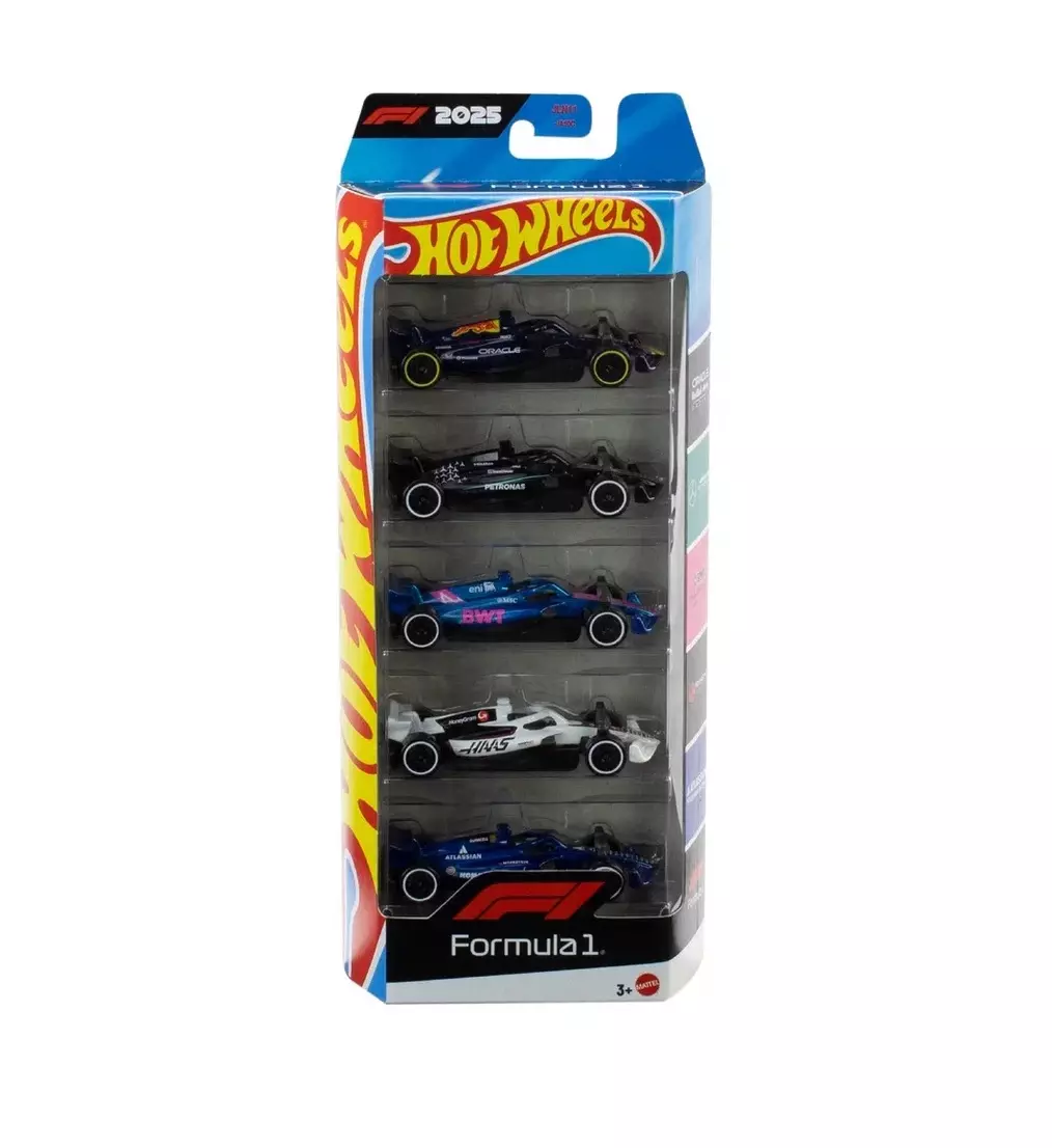 Hot Wheels, игровой набор машинок (5шт.), тематический Формула-1, Хот Вилс Mattel, JLN11