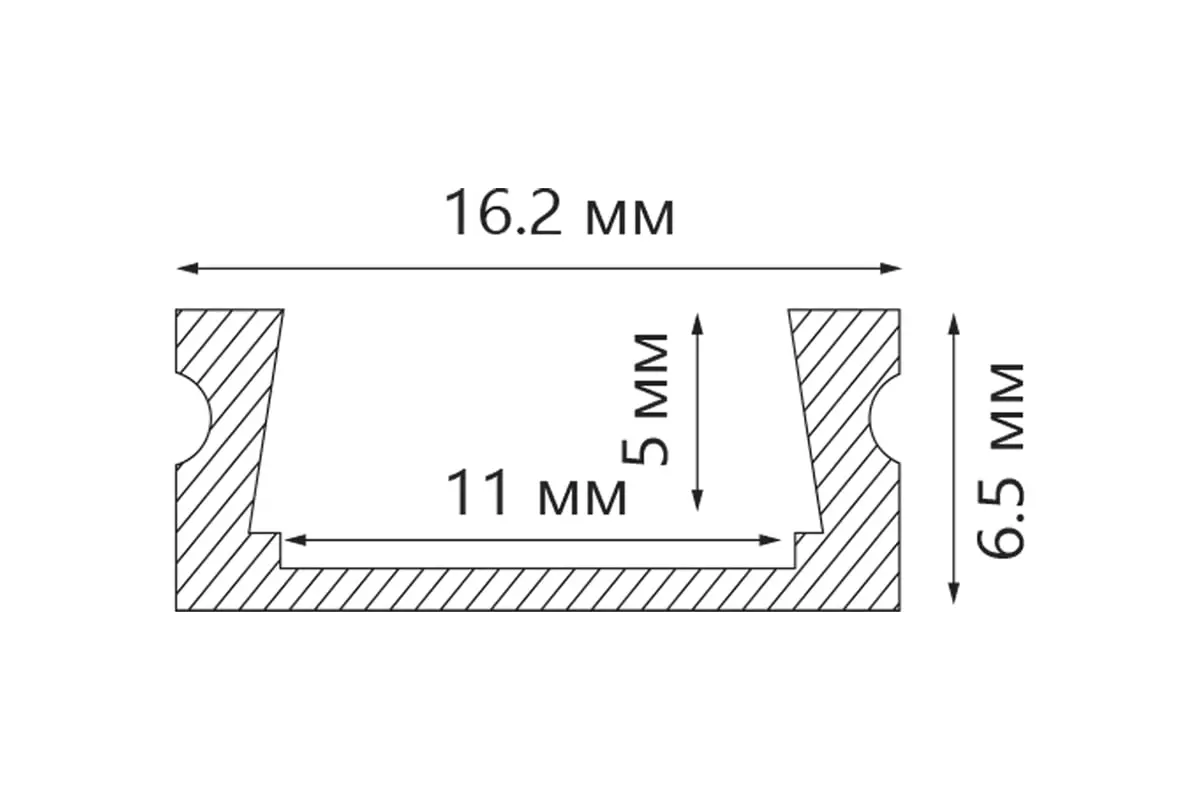 Профиль для светодиодной ленты накладной 6x16x1000мм серебро SAFFIT 55248