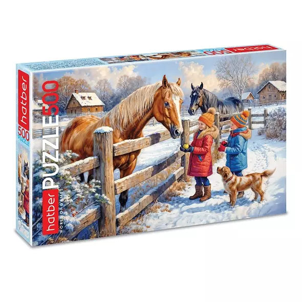 Новогодний пазл 500 элементов 480х330 мм Снежное утро Hatber 093181