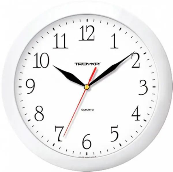 Часы настенные 290мм пластик белые TroykaTime 11110113