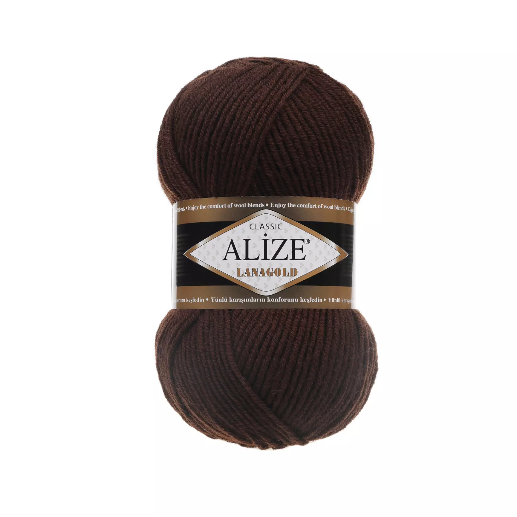 Пряжа Alize Lanagold fine 100 гр. 390м (49%шерсть, 51% акрил) 26 коричневый