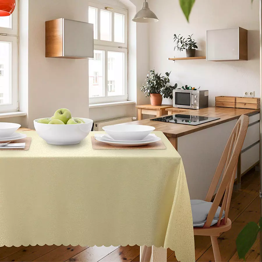 Скатерть на стол 140*240 см пвх бежевый венеция жаккард Bravo