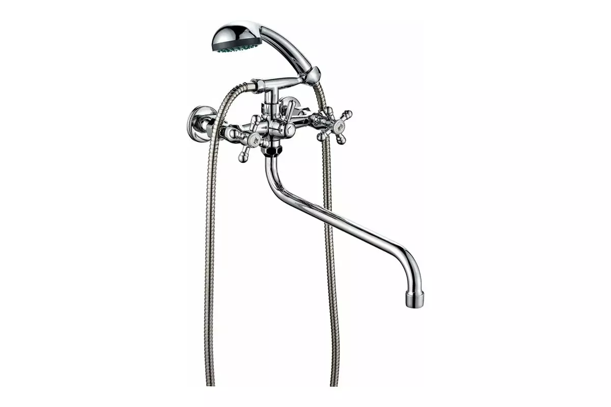 Двухвентильный смеситель для ванны, длинный излив 36 см, хром Профсан ПСМ См-ВУДРНШлА PSM-156-89