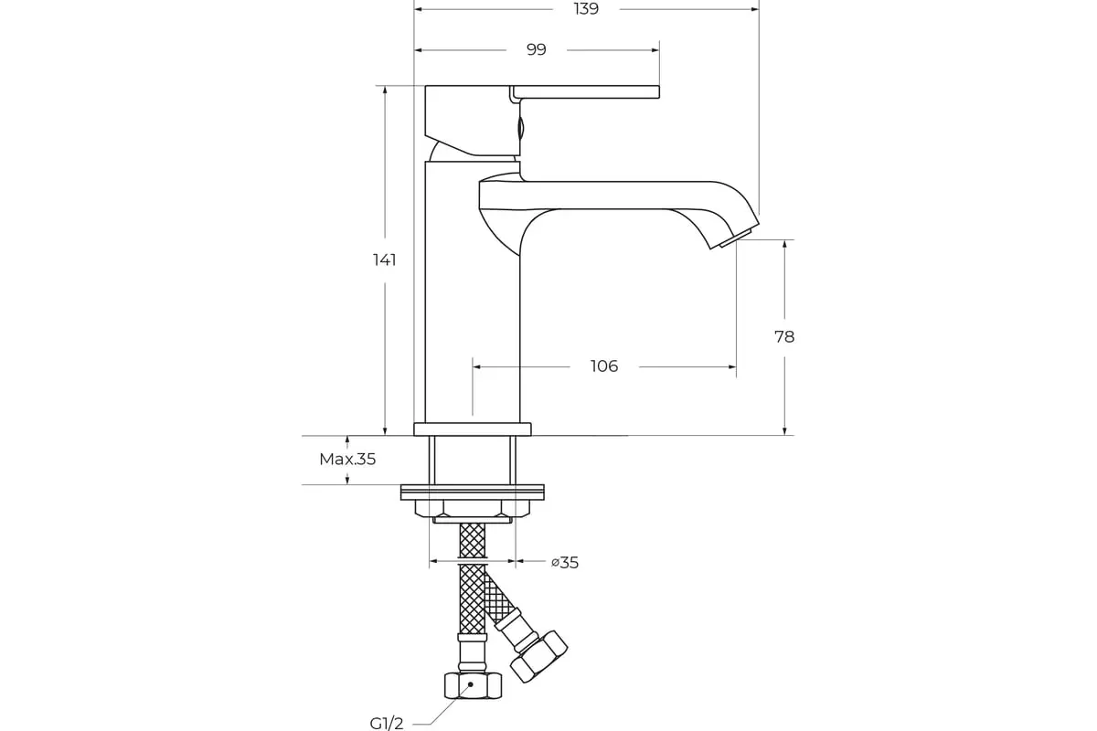 Смеситель для раковины, хром BelBagno AURORA-LVM-CRM-W0, без донного клапана