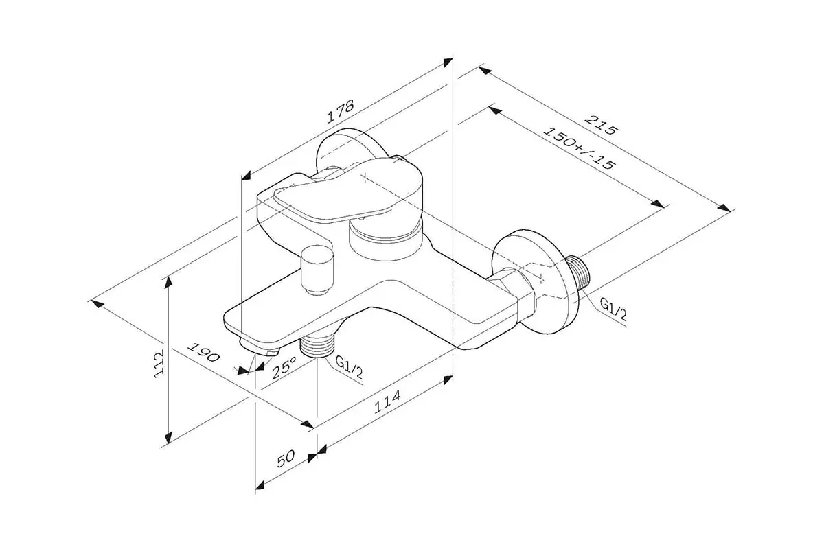 Смеситель для ванны, короткий излив, хром AM.PM. X-Joy F85A10000
