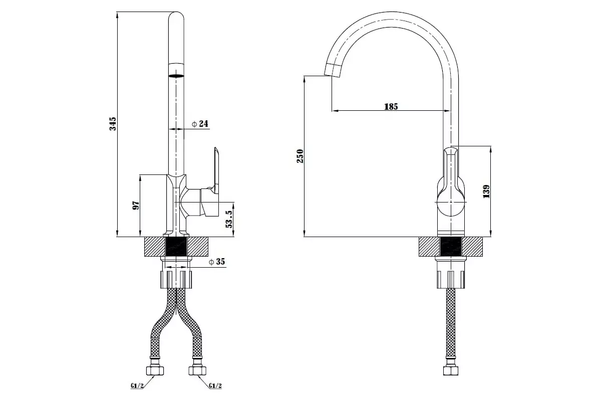 Смеситель для кухни, высокий излив, хром ESKO Sorrento SR 519