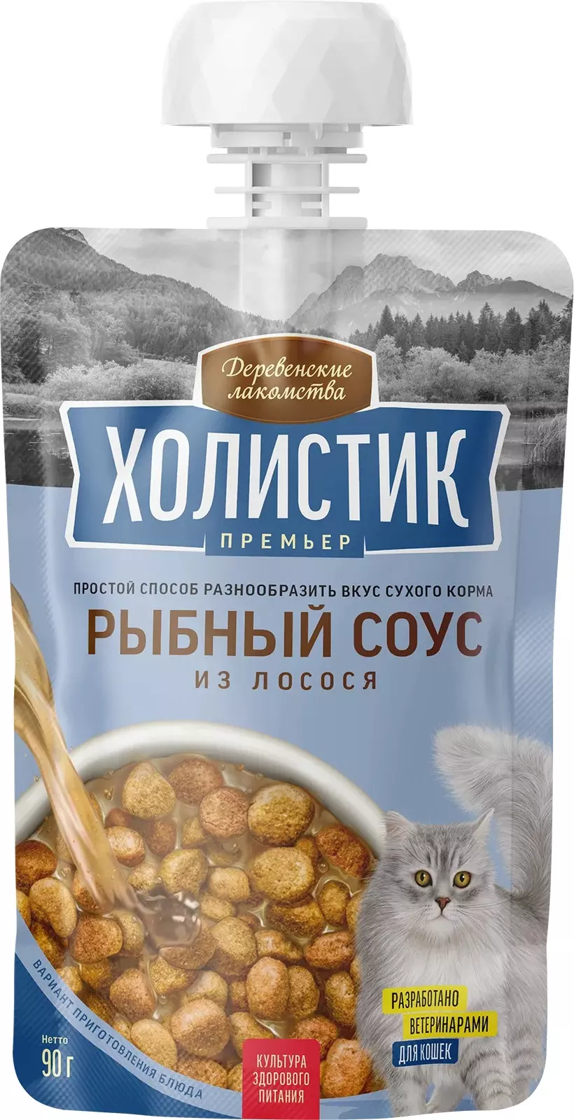 Лакомство для кошек Рыбный соус из лосося 90 г Деревенские лакомства Холистик