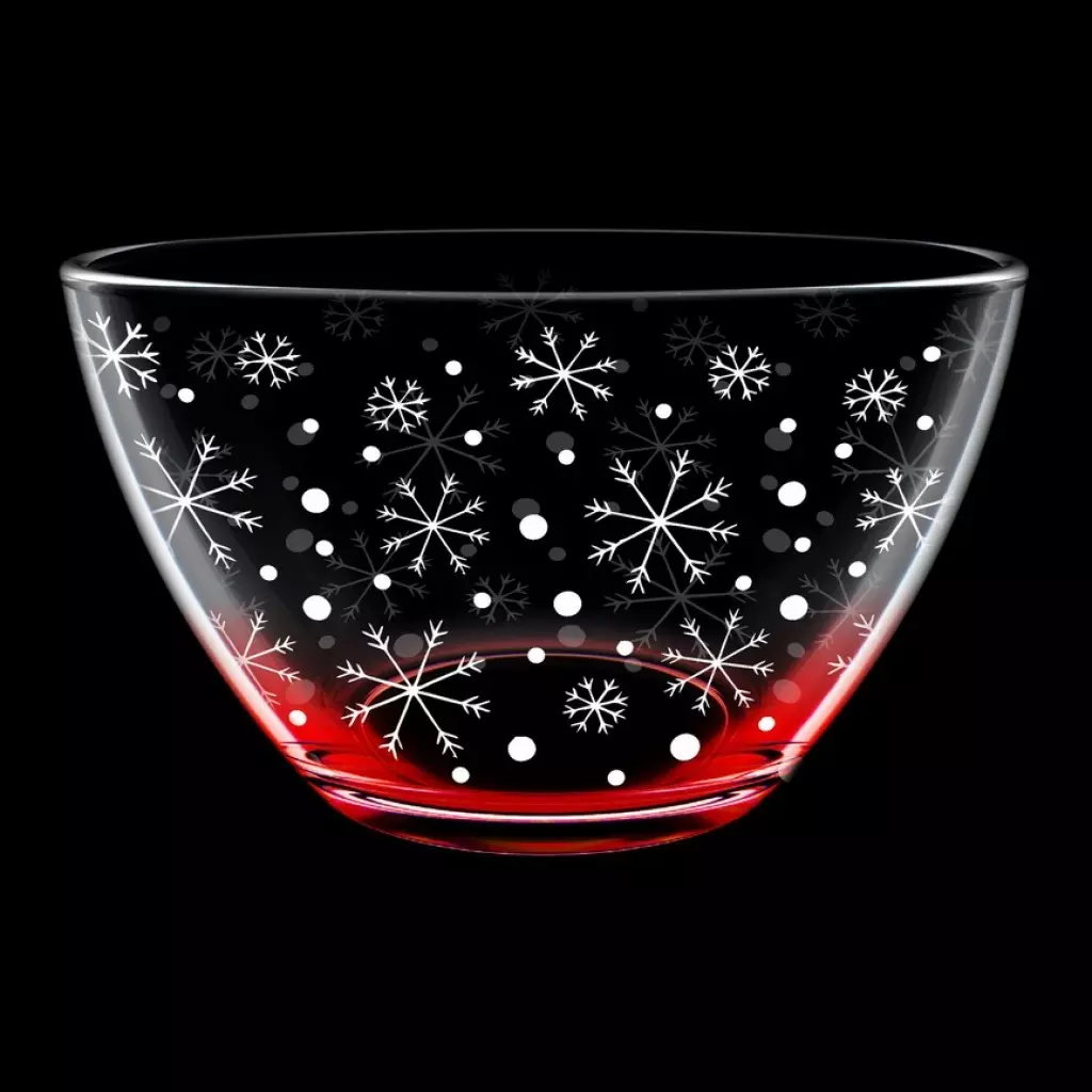 Салатник 700 мл, 16 см, стекло, &quot;Снегопад&quot;(красный) арт.425/1-ГН9