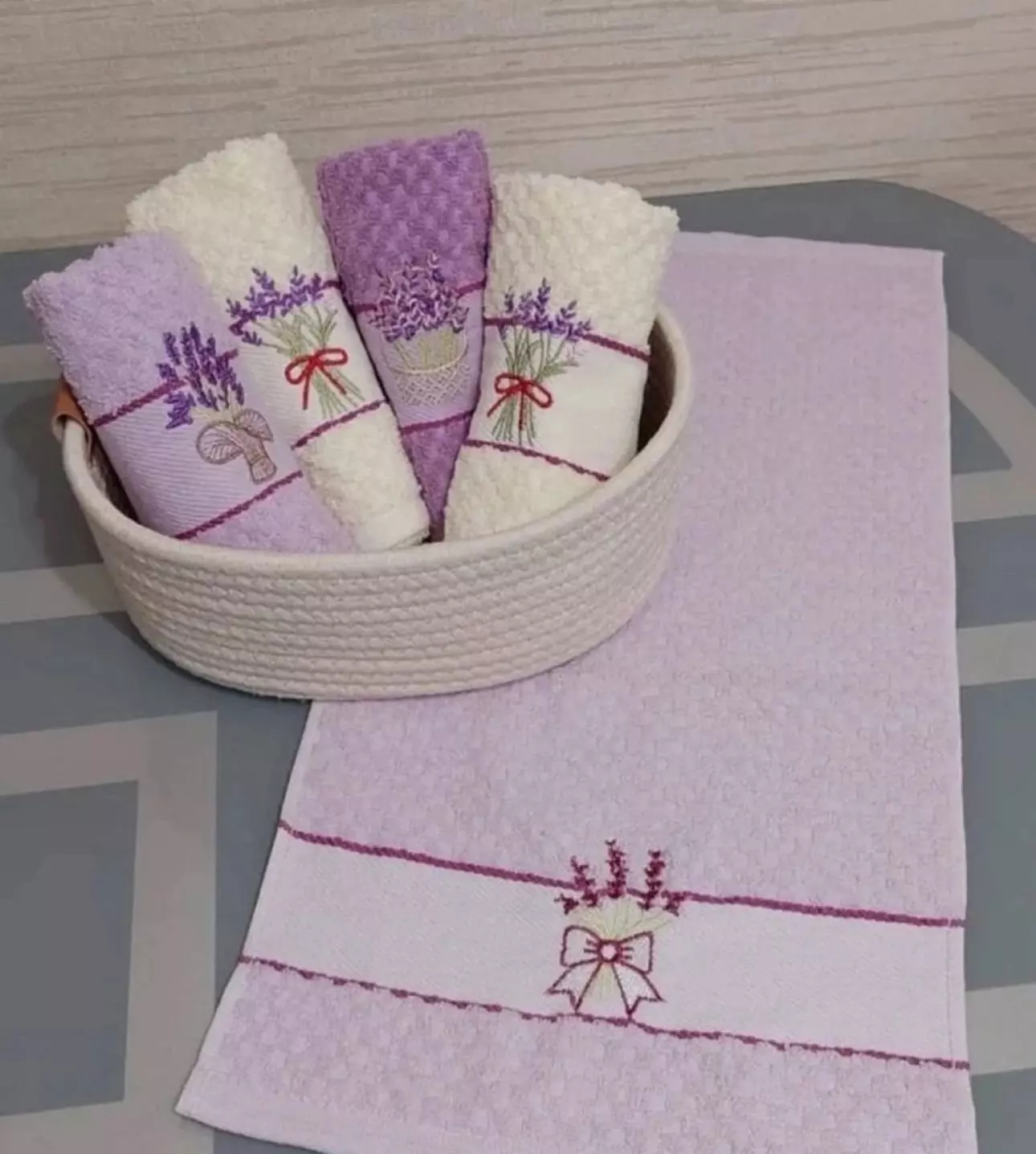 Кухонное полотенце 25*50 см махровое лаванда