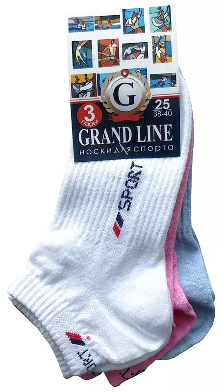 Комплект носков р. 25 (3 пары) GRANG LINE С-40/3 белый/розовый/голубой