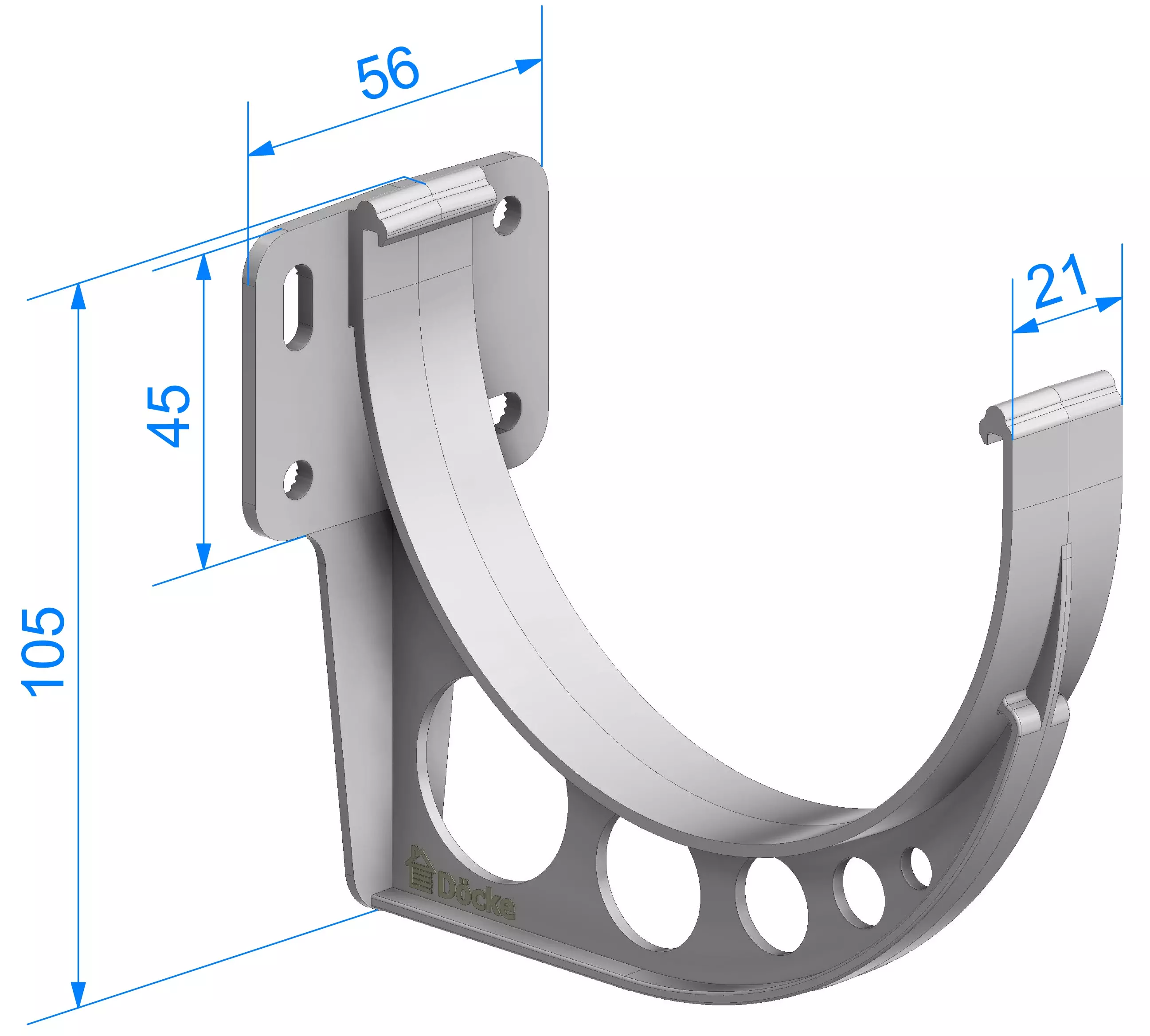 Кронштейн водосточного желоба пластиковый Docke Standart d120 мм темно-коричневый