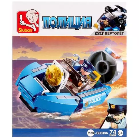 Конструктор Sluban Полиция Патрульный катер 74 дет. M38-0638A