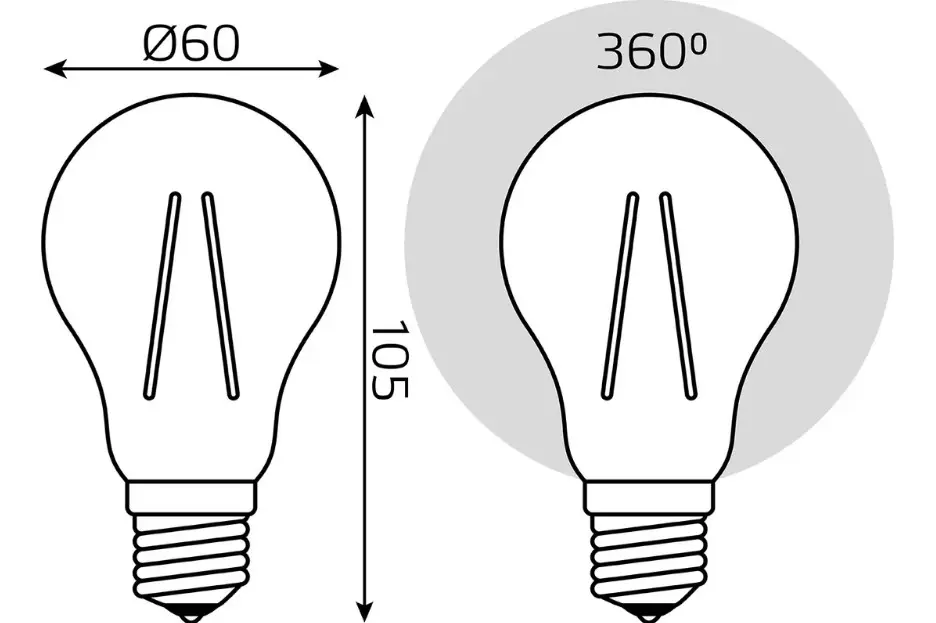 Лампа светодиодная Е27 220В 8Вт 2700К груша филаментная теплый свет Gauss Filament 102802108