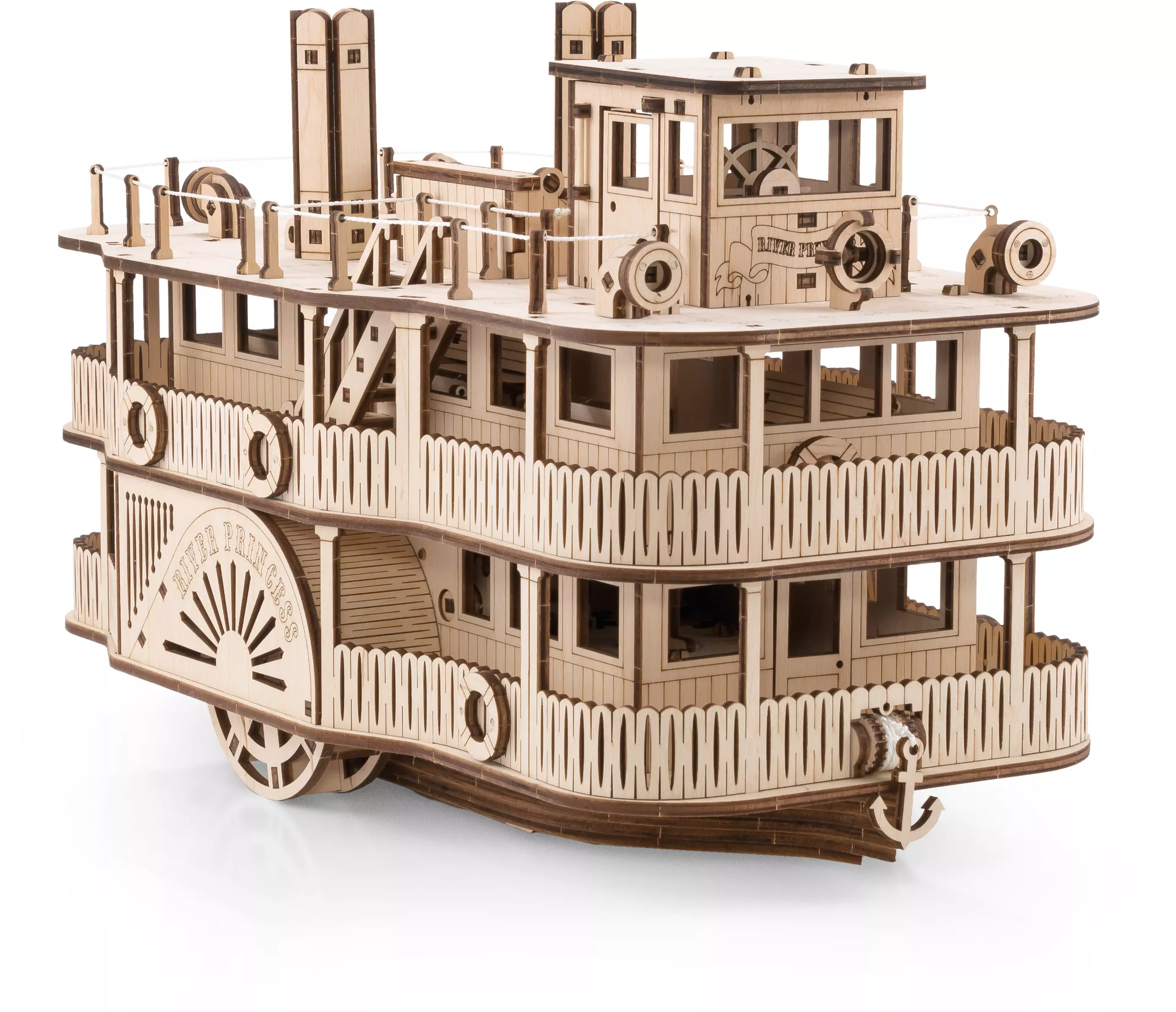 Сборная модель деревянная Колесный пароход Принцесса рек Eco Wood Art ESteamer
