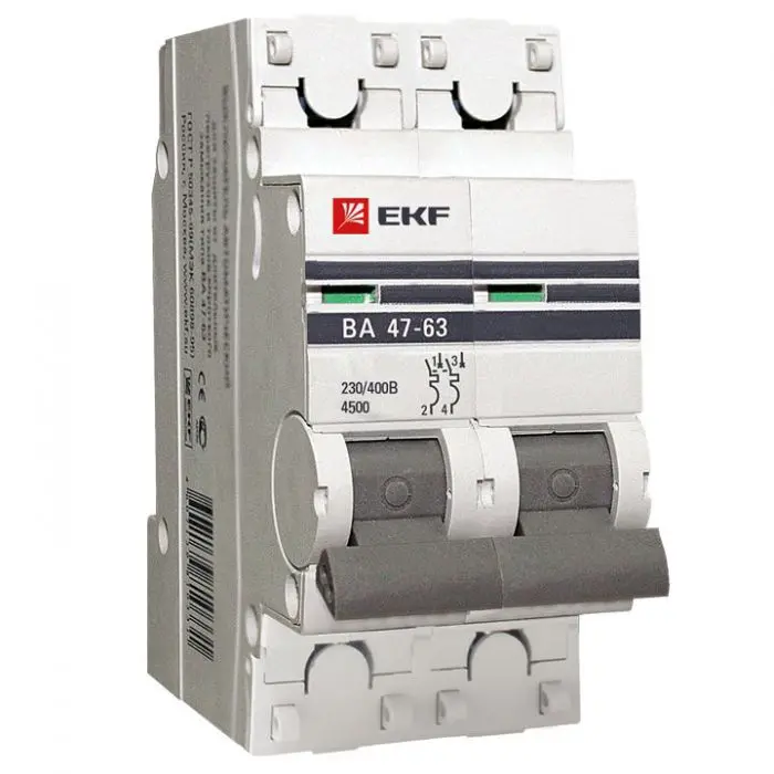 Автоматический выключатель EKF PROxima mcb4763-2-10C-pro 2P C 10А 4,5kA ВА 47-63