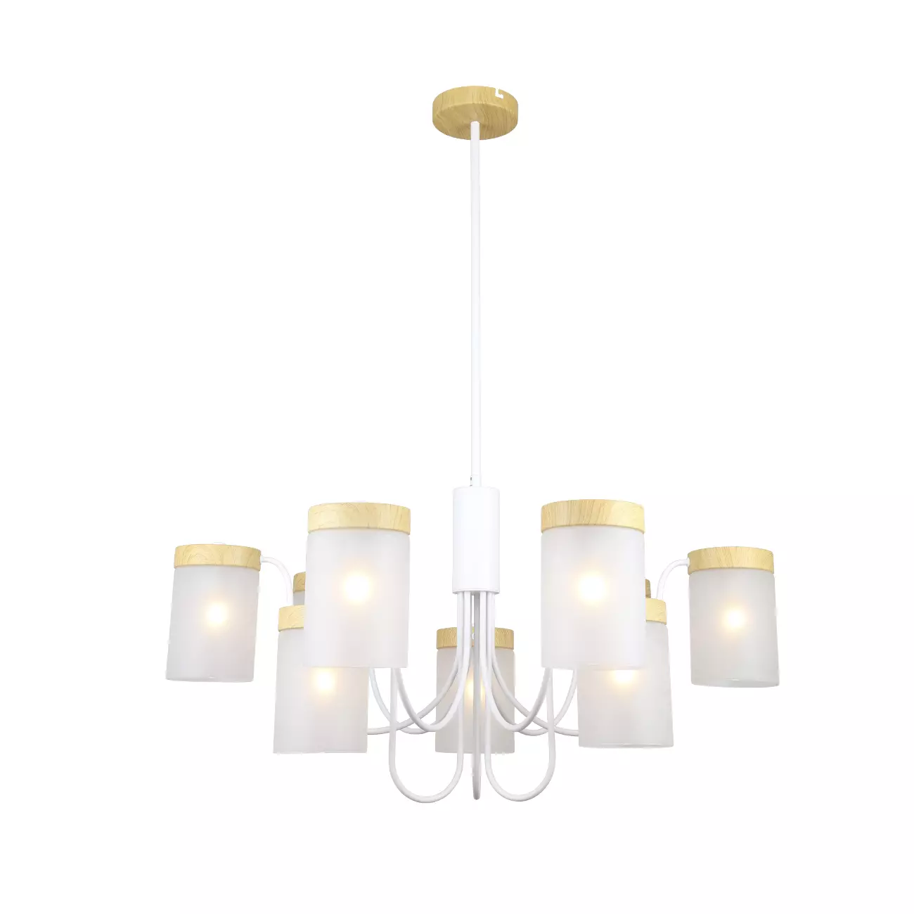 Люстра на штанге 9хЕ14 белый/дерево Escada 1172/9P