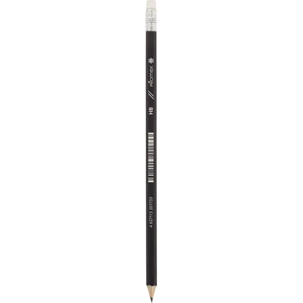 Простой карандаш Attomex HB, грифель 2 мм, шестигранный, с ластиком, заточенный