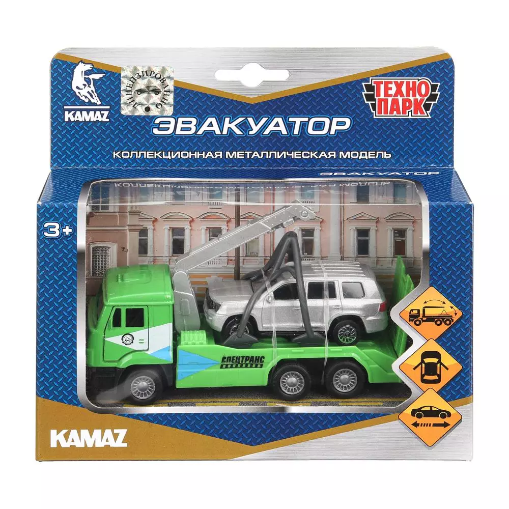 Эвакуатор с машиной 12см металл Технопарк SB-17-24-R-WB