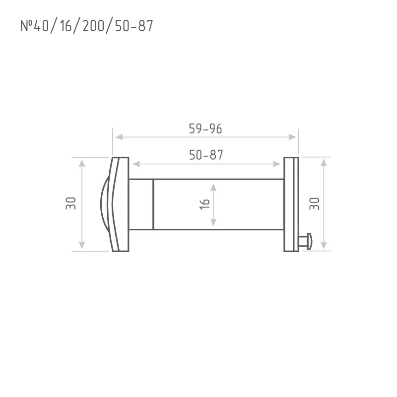 Дверной глазок №40ЦК - Матовый никель 50-87 мм (шторка)