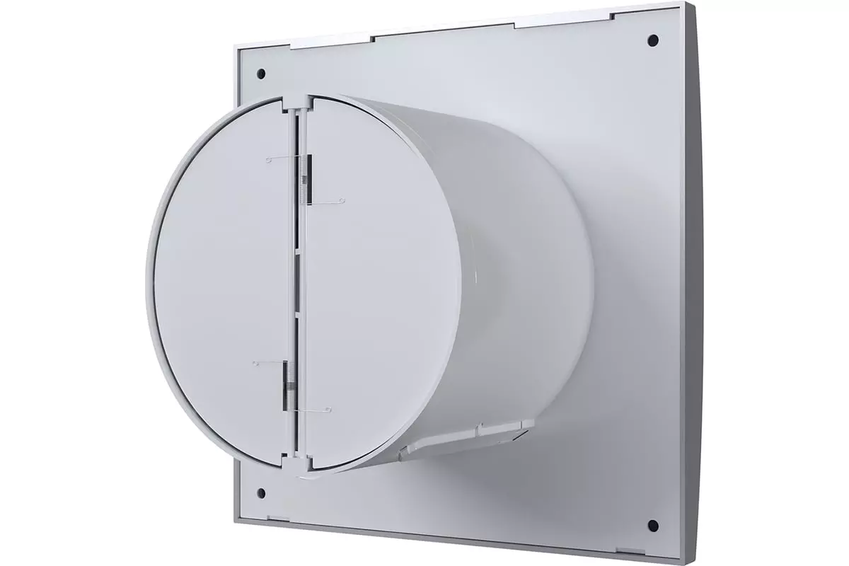 Вентилятор накладной вытяжной осевой AURA 4С gray metal (D=100, V=90m3/h), обр. клапан