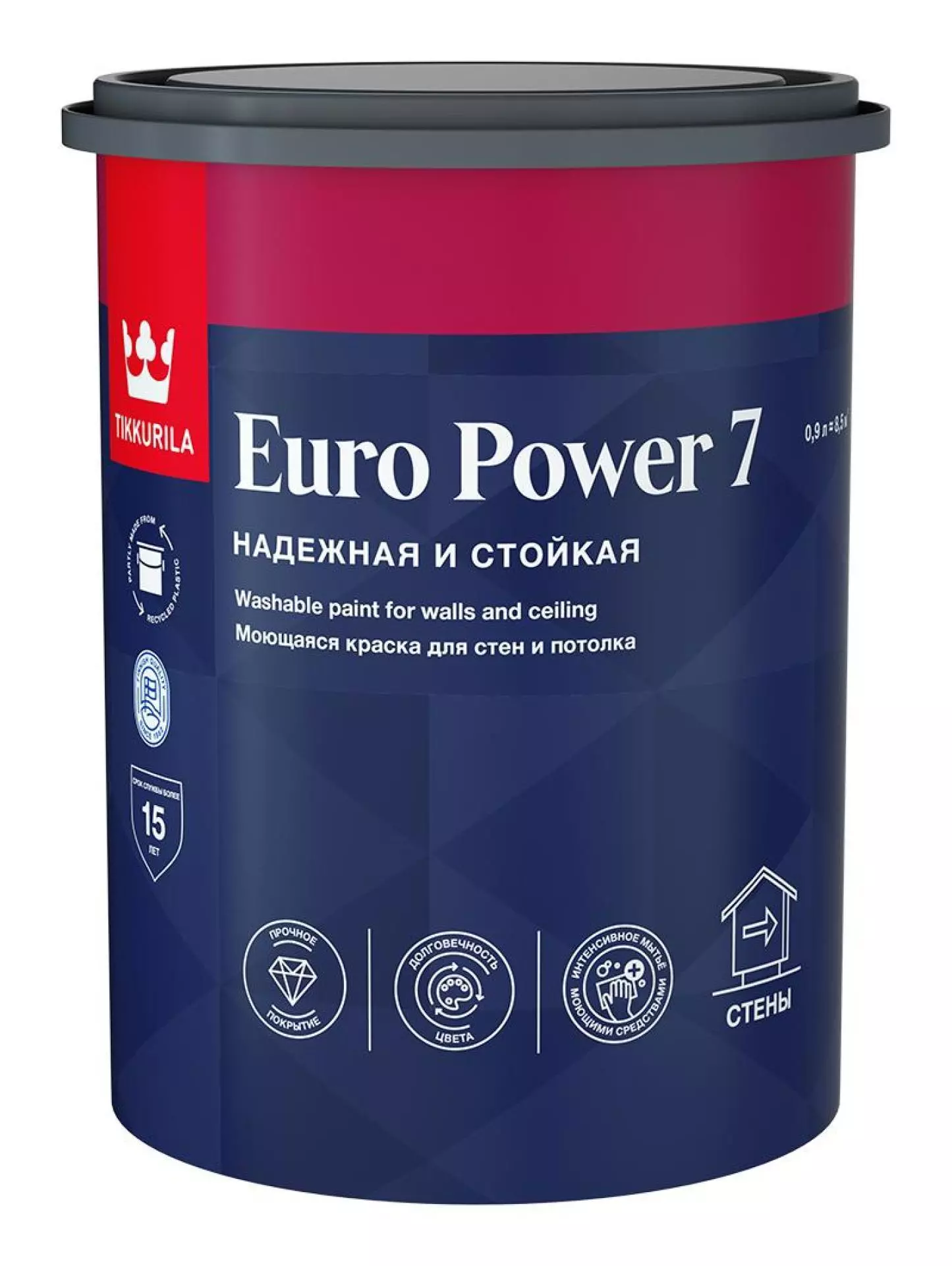Краска моющаяся Tikkurila Euro Power 7 матовая база А белый 0,9 л