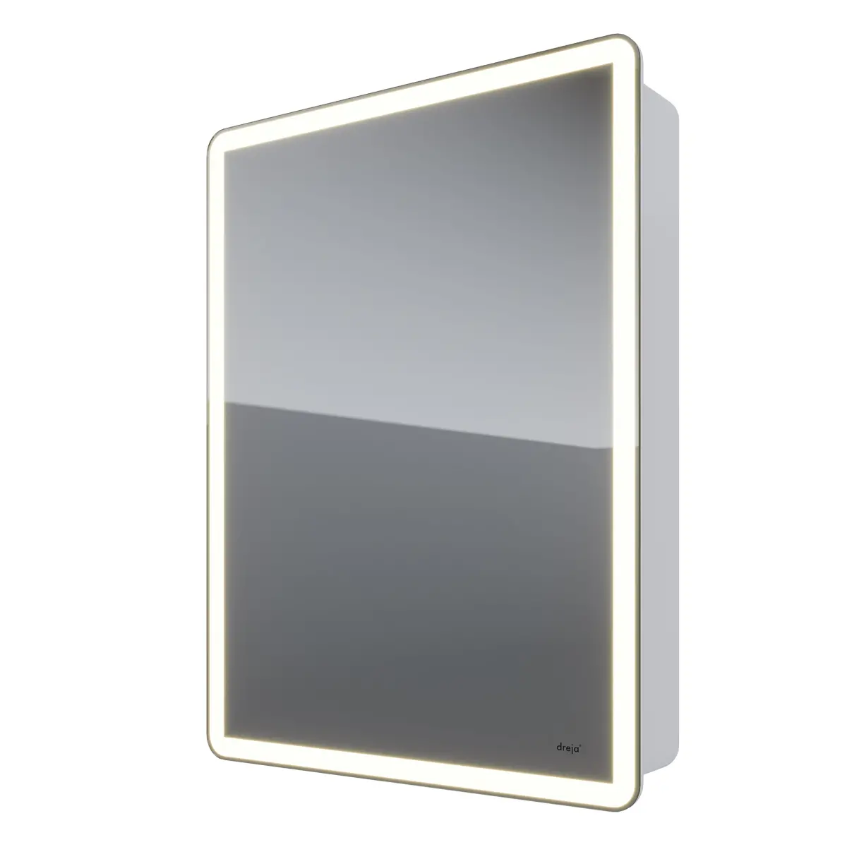 Зеркальный шкаф Dreja POINT, 60 см, 1 дв., 2 стекл.полки, инфр. выключатель, LED, розетка, белый