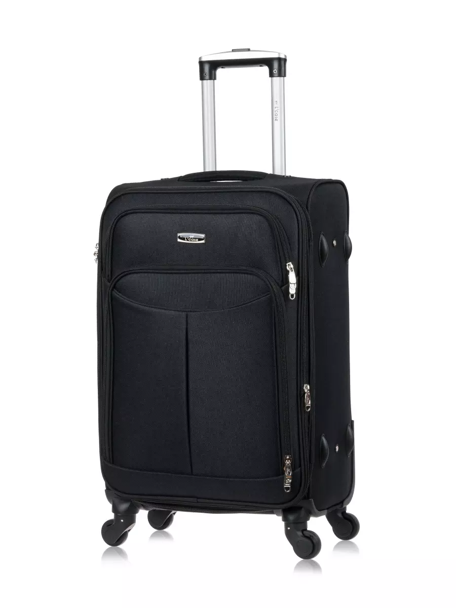 Чемодан размер M тканевый черный Амстердам