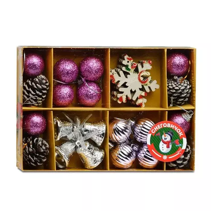 Набор новогодних украшений Новогодний шарм 3см* 24шт S1607