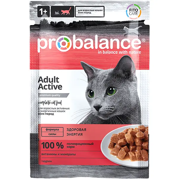 Влажный корм для кошек Probalance Adult Active, 85 г