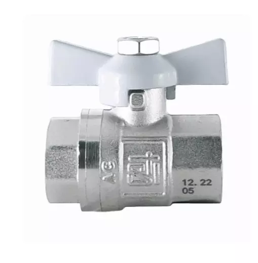 Кран шаровой полнопроходной 1/2" ВР никель, бабочка белая, STI 00000003449