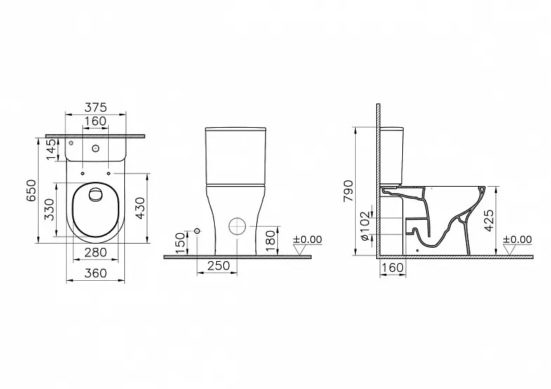 Унитаз VitrA M50 9889B003-7200 безободковый, смыв Торнадо (VortexFlush) с сиденьем микролифт белый санитарный фарфор